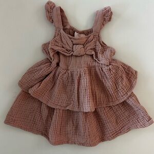 Madison Layne Baby Girl Mauve Pink Ruffle Tiered Cotton Dress, 12 Months